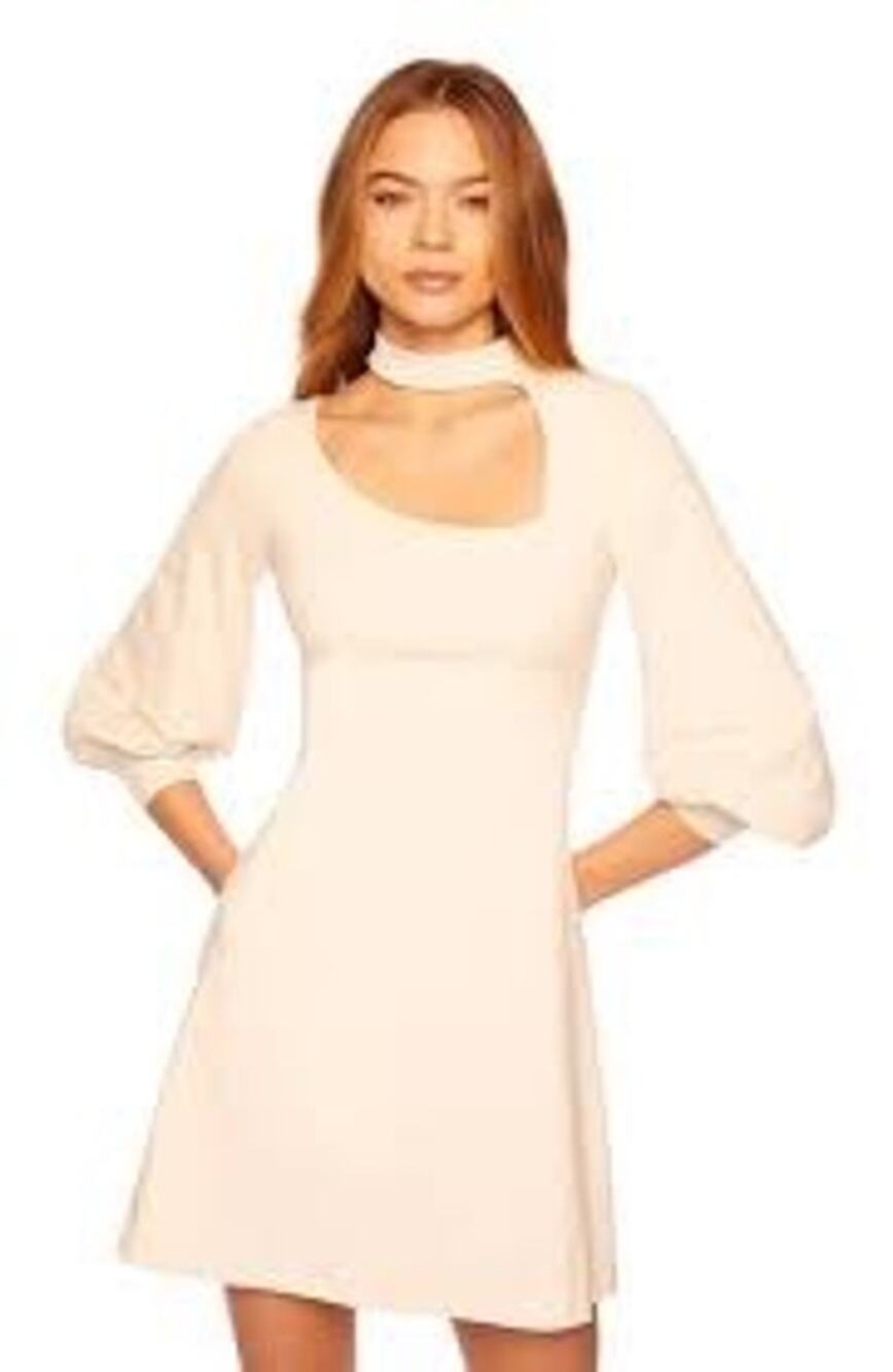 REVOLVE Susana Monaco Cream Long Sleeve Asymmetrical A-Line Mini Dress Size S